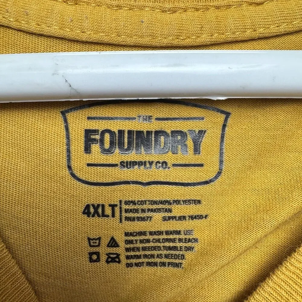 The Foundry Supply Co Mens Yellow 4XLT Big Tall Short Sleeve T-Shirt